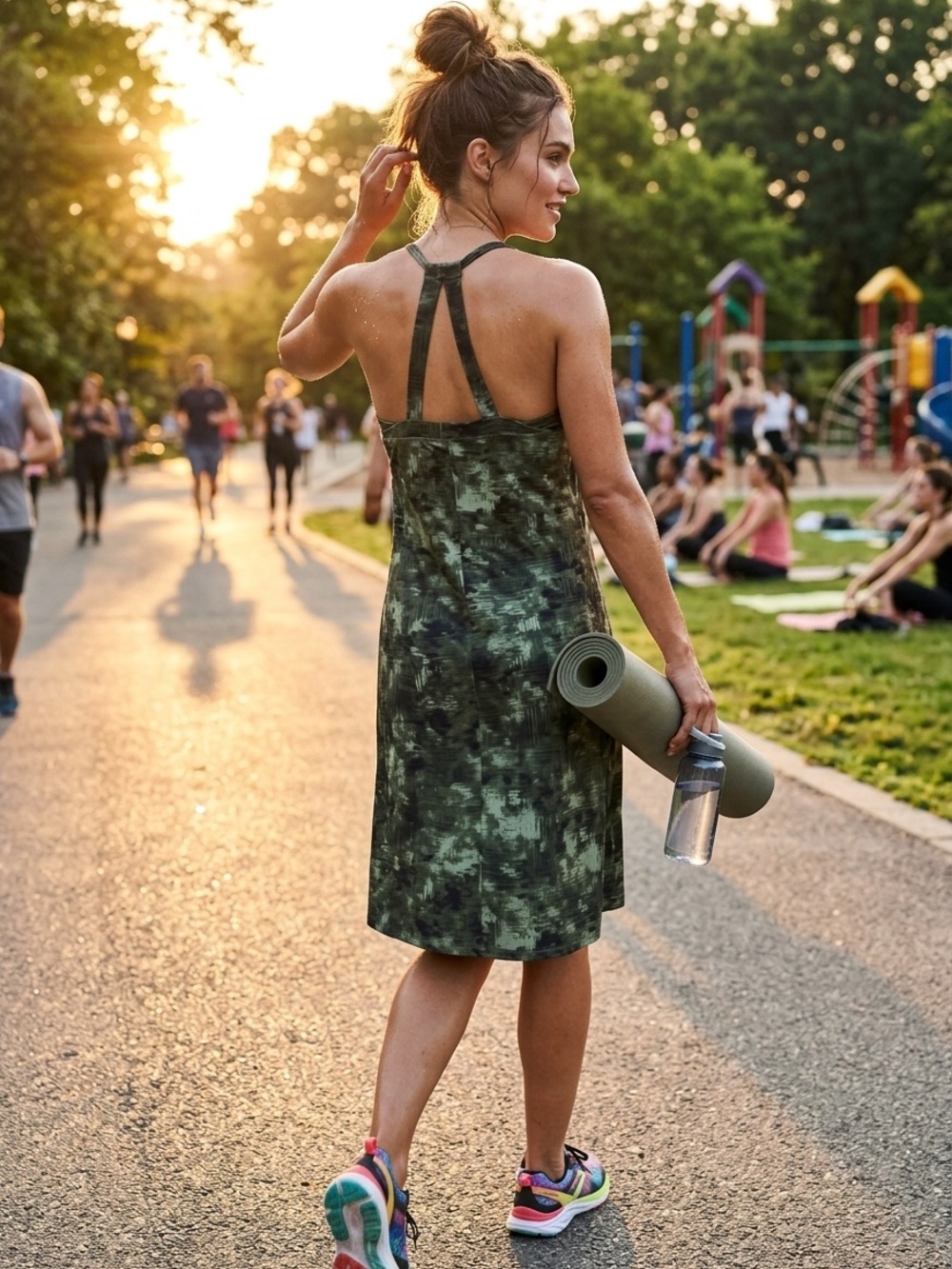 Balance Collection Green Camo Active Dress XL Halter Performance Athleisure